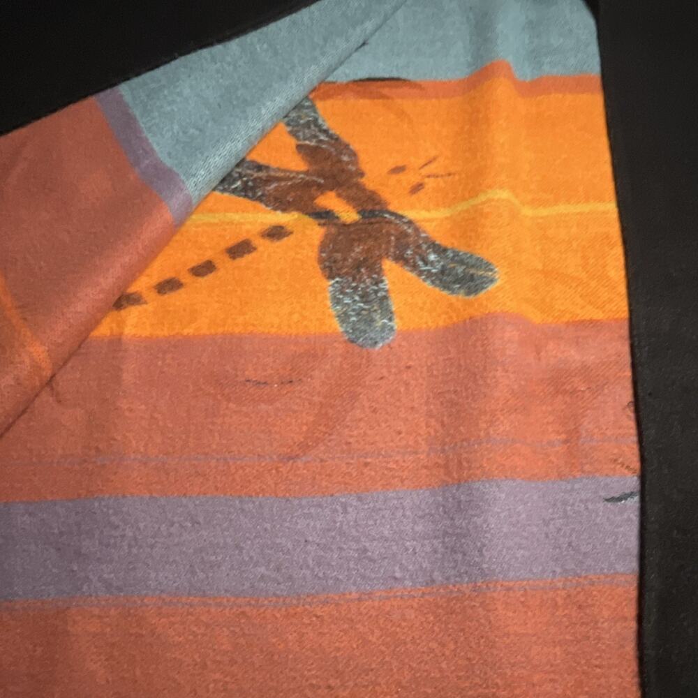Women’s Black Open-Front Fringe Shawl/Wrap with Dragonfly Print - Picture 3 of 5
